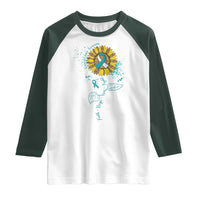 Cervical Cancer Awareness Raglan Shirt Faith Hope Love Fight Teal And White Ribbon Sunflower