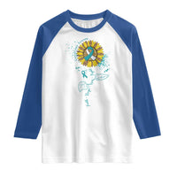 Cervical Cancer Awareness Raglan Shirt Faith Hope Love Fight Teal And White Ribbon Sunflower