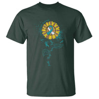Faith Hope Love Fight Cervical Cancer Awareness Teal Ribbon T Shirt - Wonder Print Shop