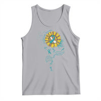 Cervical Cancer Awareness Tank Top Faith Hope Love Fight Teal And White Ribbon Sunflower