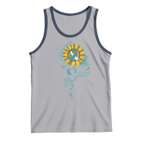 Cervical Cancer Awareness Tank Top Faith Hope Love Fight Teal And White Ribbon Sunflower