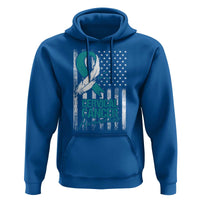 Cervical Cancer Awareness Month White Teal Ribbon US Flag Hoodie - Wonder Print Shop