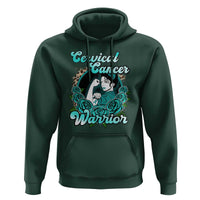 Support Strong Cervical Cancer Warrior Fighter Cervical Cancer Awareness Teal Ribbon Hoodie - Wonder Print Shop