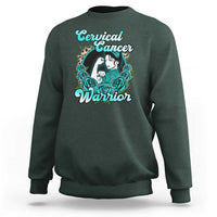 Support Strong Cervical Cancer Warrior Fighter Cervical Cancer Awareness Teal Ribbon Sweatshirt - Wonder Print Shop