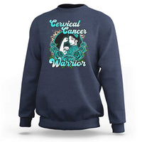 Support Strong Cervical Cancer Warrior Fighter Cervical Cancer Awareness Teal Ribbon Sweatshirt - Wonder Print Shop