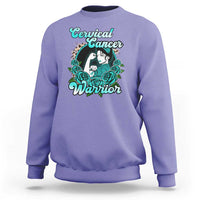 Support Strong Cervical Cancer Warrior Fighter Cervical Cancer Awareness Teal Ribbon Sweatshirt - Wonder Print Shop