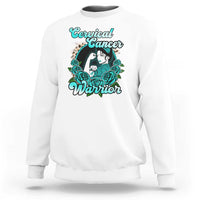 Support Strong Cervical Cancer Warrior Fighter Cervical Cancer Awareness Teal Ribbon Sweatshirt - Wonder Print Shop