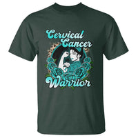 Support Strong Cervical Cancer Warrior Fighter Cervical Cancer Awareness Teal Ribbon T Shirt - Wonder Print Shop