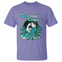 Support Strong Cervical Cancer Warrior Fighter Cervical Cancer Awareness Teal Ribbon T Shirt - Wonder Print Shop