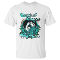 Support Strong Cervical Cancer Warrior Fighter Cervical Cancer Awareness Teal Ribbon T Shirt - Wonder Print Shop