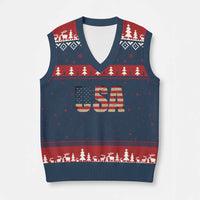 USA American Flag V-Neck Knit Sweater Vest Retro Vintage Patriotic - Wonder Print Shop