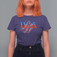 USA Basketball T Shirt For Women Patriotic American Flag Stars and Stripes Team Sport Fan