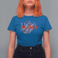 USA Basketball T Shirt For Women Patriotic American Flag Stars and Stripes Team Sport Fan