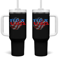 Basketball Tumbler With Handle USA Patriotic American Flag Stars and Stripes Team Sport Fan