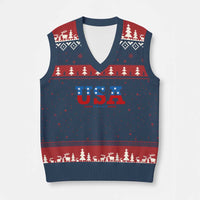 USA Patriotic V-Neck Knit Sweater Vest Red White Blue Stars - Wonder Print Shop