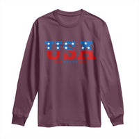 USA Patriotic Long Sleeve Shirt Red White Blue Stars