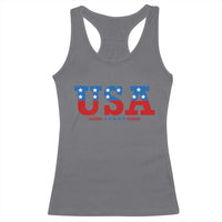 USA Patriotic Racerback Tank Top Red White Blue Stars