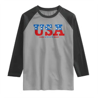 USA Patriotic Raglan Shirt Red White Blue Stars