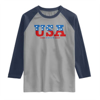 USA Patriotic Raglan Shirt Red White Blue Stars