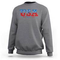 USA Patriotic Sweatshirt Red White Blue Stars
