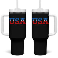 USA Patriotic Tumbler With Handle Red White Blue Stars
