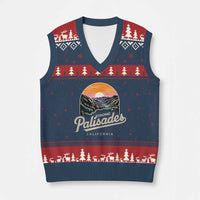 Palisades Strong V-Neck Knit Sweater Vest Support California LA Relief Vintage - Wonder Print Shop