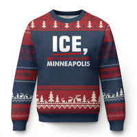 Ice Get The F Out of Minneapolis Ugly Christmas Sweater Red and White Statement Justice and Resistance Protest - Wonder Print Shop