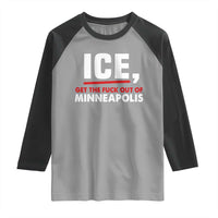 Ice Get The F Out of Minneapolis Raglan Shirt Red and White Statement Justice and Resistance Protest - Wonder Print Shop