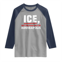 Ice Get The F Out of Minneapolis Raglan Shirt Red and White Statement Justice and Resistance Protest - Wonder Print Shop