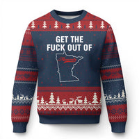 Get The F Out of Minnesota Protest Ugly Christmas Sweater State Map Minneapolis Jan 8 2026 Justice Protest - Wonder Print Shop