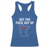 Get The F Out of Minnesota Protest Racerback Tank Top State Map Minneapolis Jan 8 2026 Justice Protest - Wonder Print Shop
