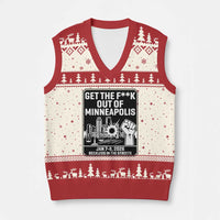 Get The F Out of Minneapolis V-Neck Knit Sweater Vest January 8 2026 Reckless in the Streets Protest