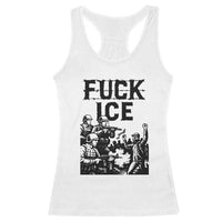 F Ice Riot Protest Graphic Racerback Tank Top Political Resistance Against Ice Violence