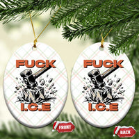 Crush Ice Protest Graphic Ceramic Ornament Sledgehammer Smash Against Ice Political Resistance