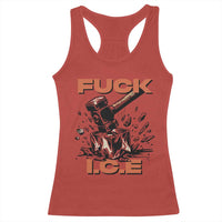 Crush Ice Protest Graphic Racerback Tank Top Sledgehammer Smash Against Ice Political Resistance