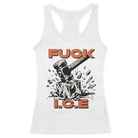 Crush Ice Protest Graphic Racerback Tank Top Sledgehammer Smash Against Ice Political Resistance