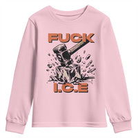 Crush Ice Protest Graphic Youth Sweatshirt Sledgehammer Smash Against Ice Political Resistance