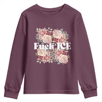 Floral Protest Against Ice Youth Sweatshirt Justice and Freedom Political Resistance