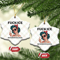F Ice No Human Is Illegal Ceramic Ornament Feminist Pop Art Against Ice Protest Resistance