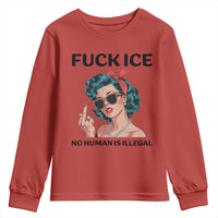 F Ice No Human Is Illegal Youth Sweatshirt Feminist Pop Art Against Ice Protest Resistance