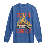 Ice Get the F Out Burning Car Graphic Long Sleeve Shirt Against Ice Protest Resistance