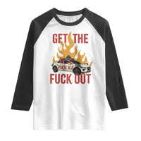 Ice Get the F Out Burning Car Graphic Raglan Shirt Against Ice Protest Resistance