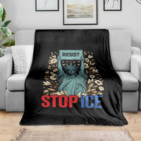 Statue of Liberty Resist Stop Ice Throw Blanket Floral Activist for Justice and Freedom