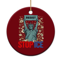 Statue of Liberty Resist Stop Ice Ceramic Ornament Floral Activist for Justice and Freedom