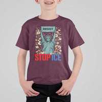 Statue of Liberty Resist Stop Ice T Shirt For Kid Floral Activist for Justice and Freedom