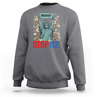 Statue of Liberty Resist Stop Ice Sweatshirt Floral Activist for Justice and Freedom