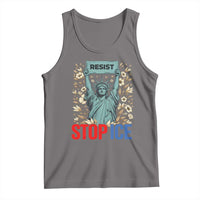Statue of Liberty Resist Stop Ice Tank Top Floral Activist for Justice and Freedom