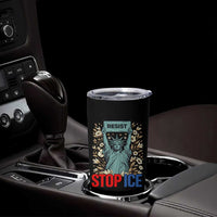 Statue of Liberty Resist Stop Ice Tumbler Cup Floral Activist for Justice and Freedom
