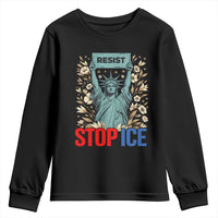 Statue of Liberty Resist Stop Ice Youth Sweatshirt Floral Activist for Justice and Freedom
