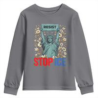 Statue of Liberty Resist Stop Ice Youth Sweatshirt Floral Activist for Justice and Freedom